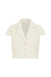 Parisa Boucle Button Up Top - Ivory